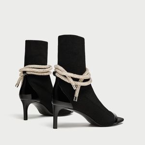 ZARA Special Edition Black Booties Bling
